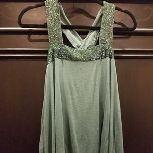 LUX brand, knit and beaded cross back top